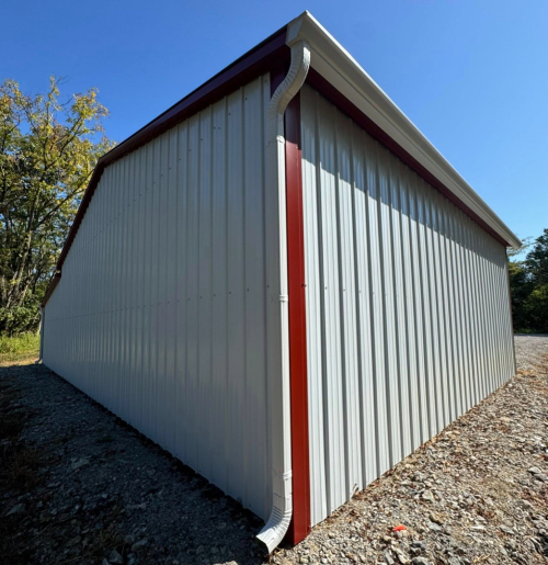 White Gutter Install on Barn